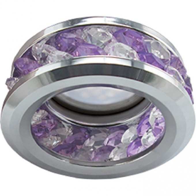 Светильник ECOLA MR16 DL1656 GU5.3 встр. круглый с хруст.(2 ряда) и ободком - Прозрачный и Аметист/ Хром 54x85 (кd74) FP1656EFF