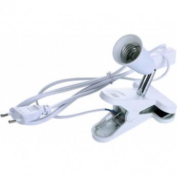 Светильник на прищепке ECOLA BASE E14 закрытый с вилкой и выключателем, белый